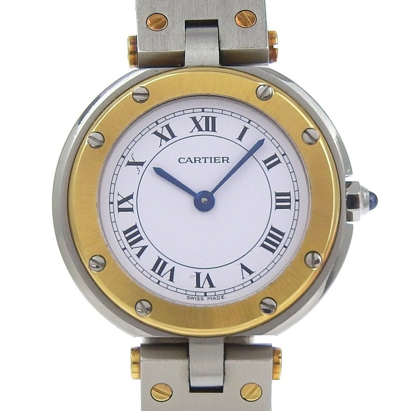 【日本直送】カルティエ CARTIER サントスラウンドSM 腕時計 cal.81 84038288 SS×YG クオーツ アナログ表示 ホワイト文字盤【中古】 - 女錶 - 不鏽鋼 白色