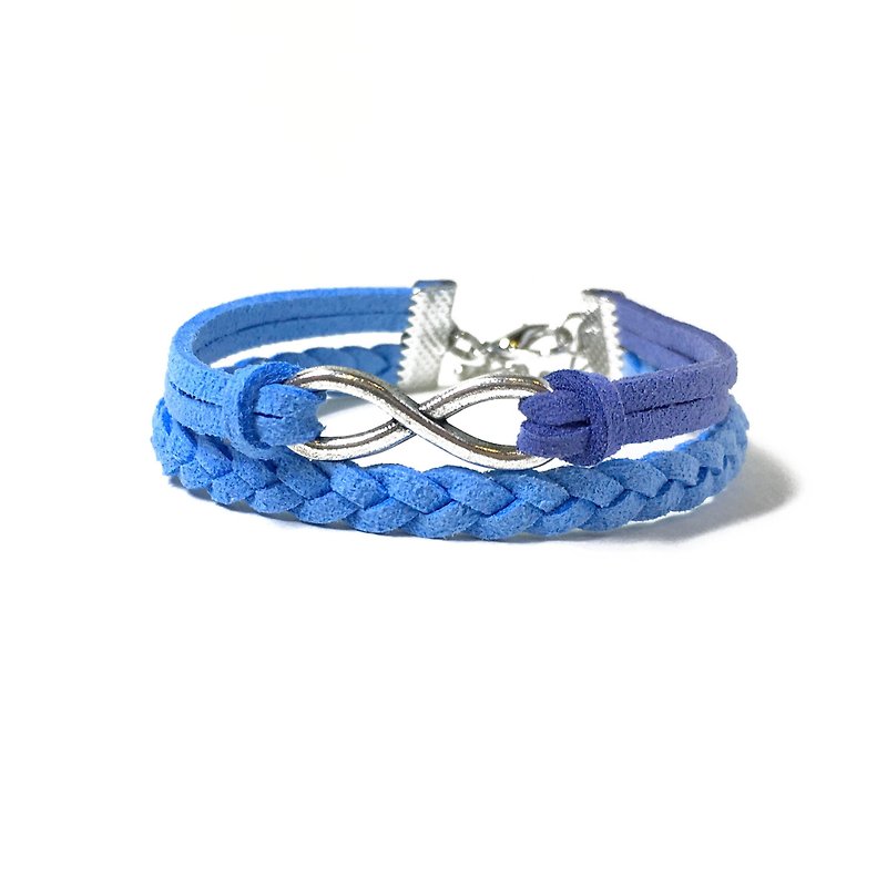 Handmade Double Braided Infinity Bracelets –ocean blue limited - สร้อยข้อมือ - วัสดุอื่นๆ สีน้ำเงิน