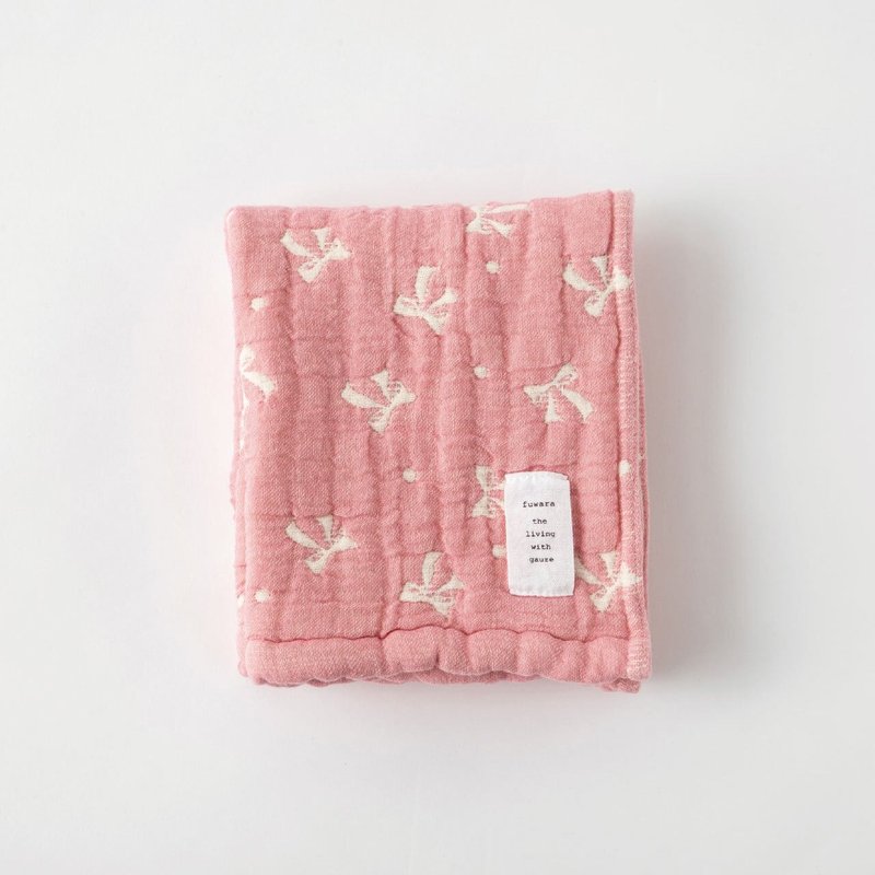 【日本fuwara六重紗毛巾】粉色蝴蝶結毛巾 - 毛巾/浴巾 - 棉．麻 粉紅色