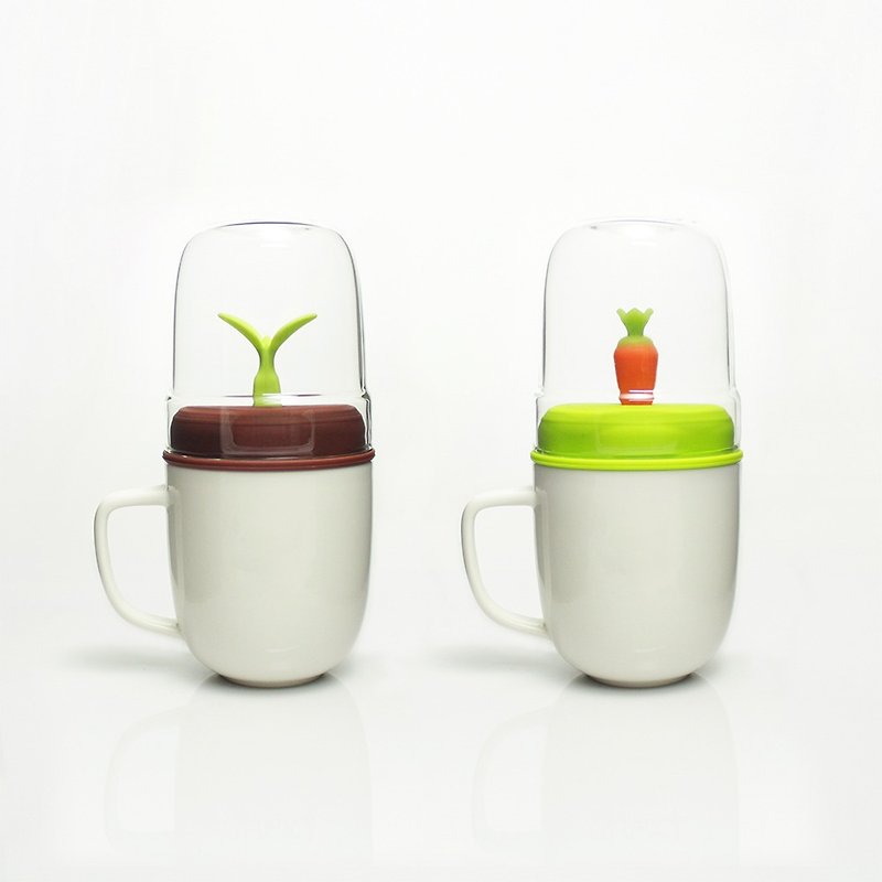 【情人節限定】dipper 1++ 雙杯組-對杯組 (胡蘿綠-白+嫩芽咖-白) - 咖啡杯 - 其他材質 白色