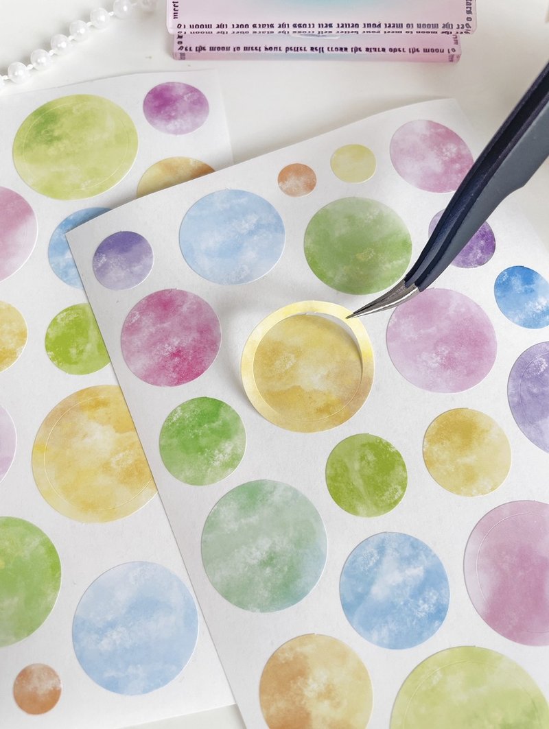 朦朦朧 雰囲気デコ 貼紙 4張入 (kiss-cut) - 紙膠帶/和紙/PET - 其他材質 多色