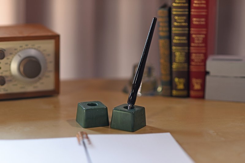 兩入古典祖母綠方形牙刷架－筆架、禮物 - 衛浴用品/浴室收納 - 其他人造纖維 綠色