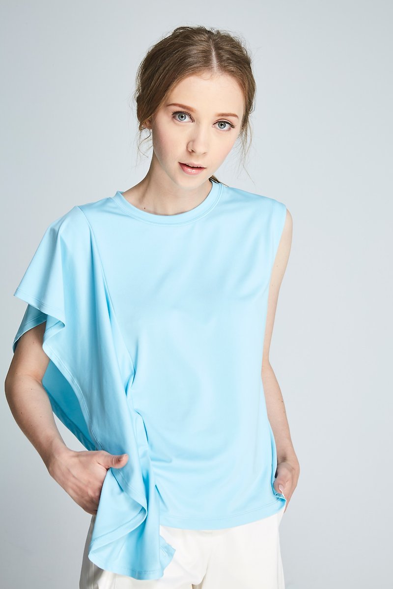 Asymmetric T-Shirt 19S1TP06BU0010F - Women's T-Shirts - Polyester Blue