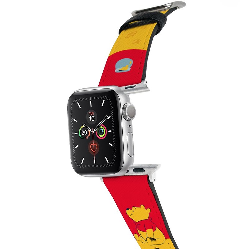 【Hong Man】迪士尼系列 Apple Watch 皮革錶帶 蜂蜜維尼 - 錶帶 - 人造皮革 紅色