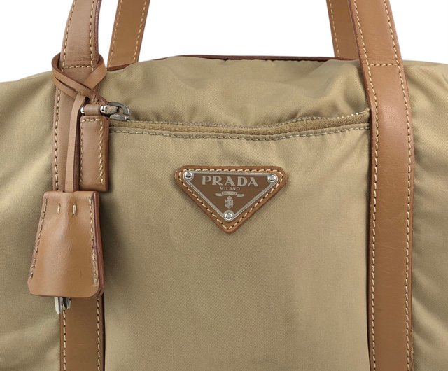 日本直送 名牌中古包 】PRADA プラダ ハンドバッグ ベージュ