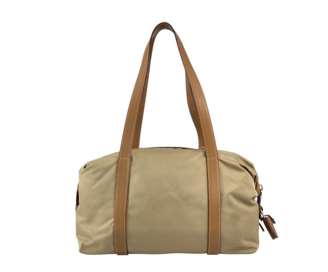 プラダ　PRADA ミニボストンバッグ　トライアングルロゴ　ベージュ 日本直送 名牌中古包 】PRADA プラダ ハンドバッグ ベージュ
