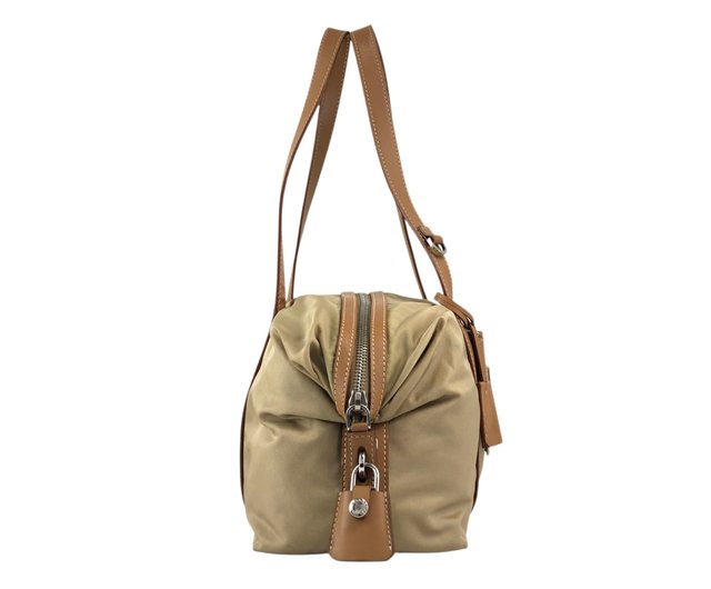 プラダ　PRADA ミニボストンバッグ　トライアングルロゴ　ベージュ 日本直送 名牌中古包 】PRADA プラダ ハンドバッグ ベージュ