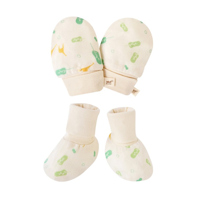 [SISSO organic cotton] plantain deer gauze gloves x foot set - Baby Socks - Cotton & Hemp White