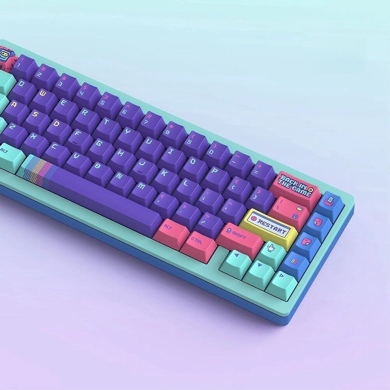 KeyTok 指尖文創 回到遊戲鍵帽 熱昇華 PBT Cherry原廠高度 152鍵 - 電腦配件 - 其他金屬 紫色