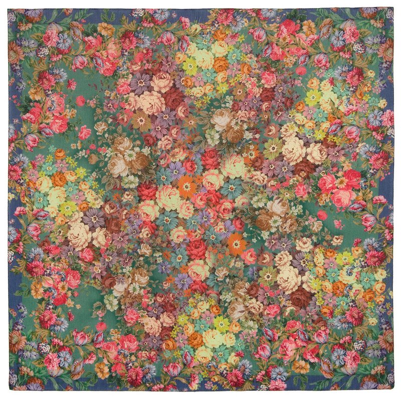 Original Pavlovo Posad Russian Shawl 100% Wool Woolen Scarf 115x115 cm 10200-10 - 絲巾 - 羊毛 綠色