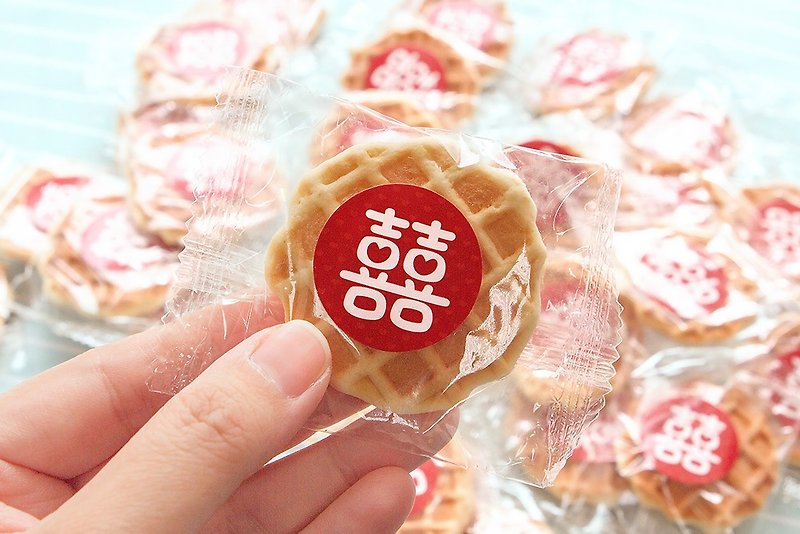 Small Happiness Cakes-Hand-baked pancakes-Wedding small items single-package festive small biscuits snacks for guests to marry - ขนมคบเคี้ยว - อาหารสด สีแดง