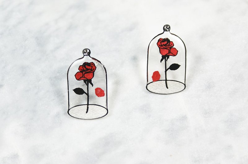 Hollow bottle of flower earrings - Earrings & Clip-ons - Paper Red