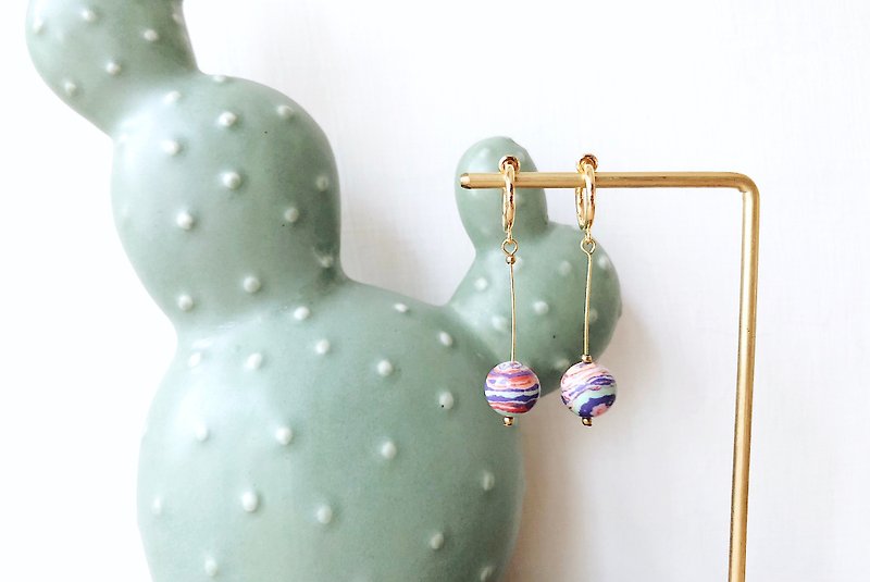 [Endorphin] Candy Stone Bead Dangle Earrings-Stratum - ต่างหู - เครื่องเพชรพลอย หลากหลายสี