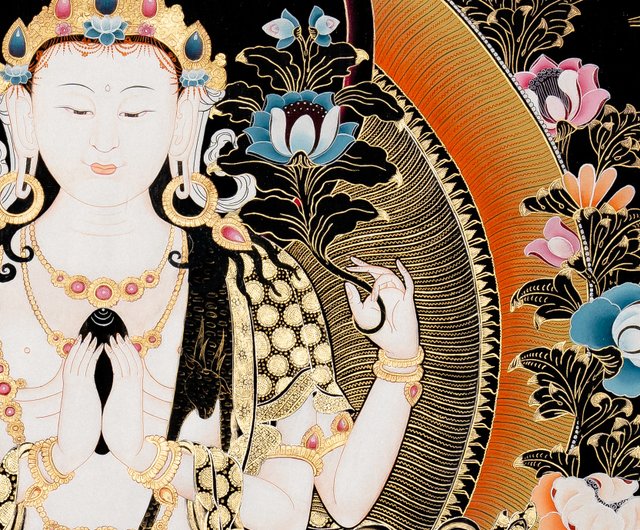 IDA BAGUS MADE（イダ　バグス　マデ）、面踊り、希少大判画集画 観音菩薩の伝統的なタンカアート - ショップ Boudha Stupa
