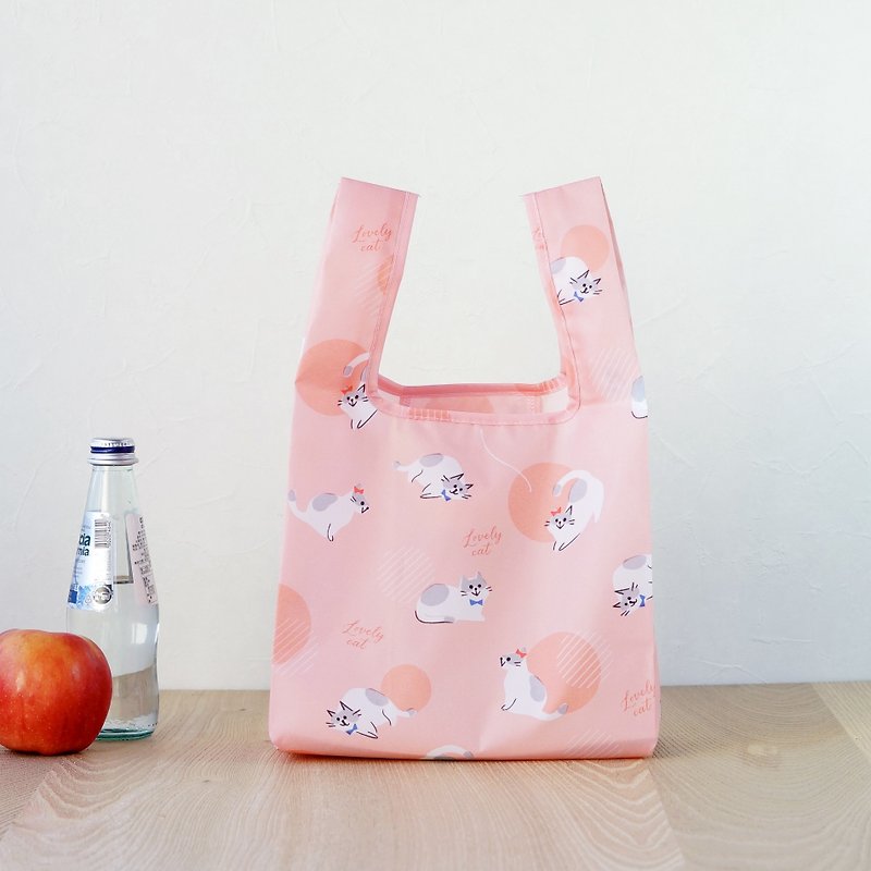 【美日袋】環保購物袋-悠哉貓咪 (便當袋/小提袋)-可摺疊收納 - 手袋/手提袋 - 聚酯纖維 多色