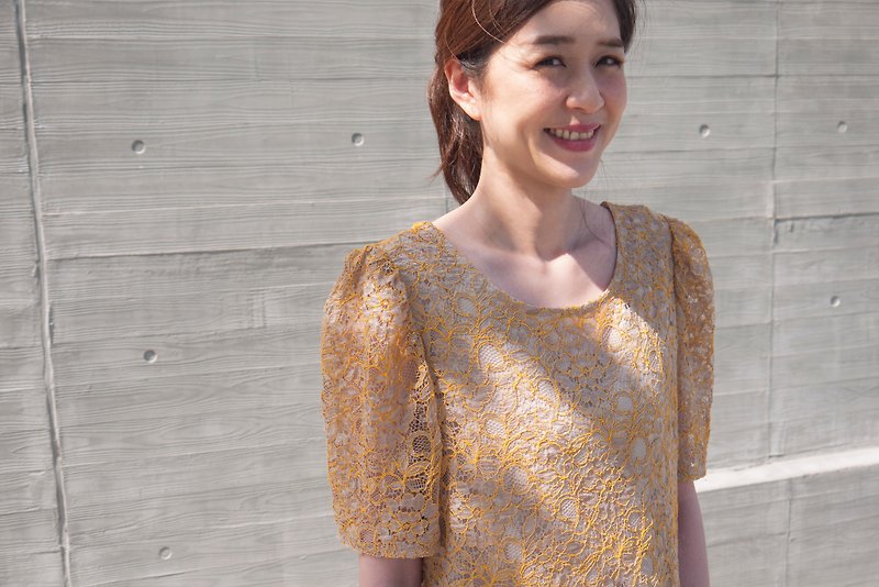 Fernande Nude Lace Blouse - Women's Tops - Other Man-Made Fibers Yellow