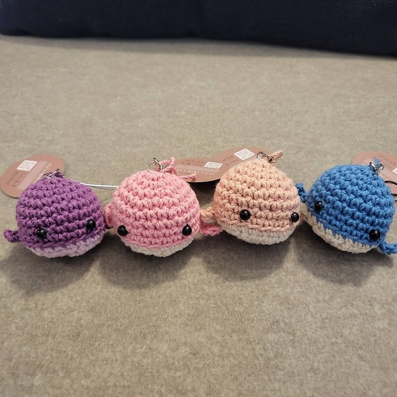 Pure cotton hand-crocheted whale doll pendant accessories in various colors and can be customized - Charms - Cotton & Hemp 