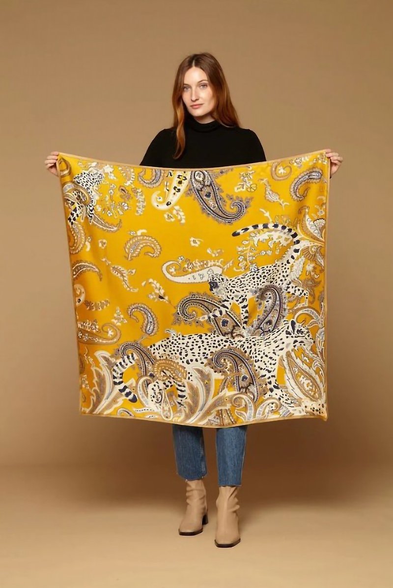 INOUI EDITIONS | Square scarf 100 Paisley | Golden Brown - Scarves - Silk Gold