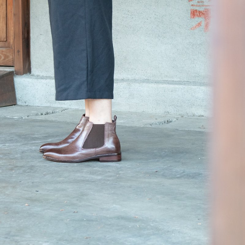 【Seasonal Sale】Limited Sheepskin Wax Boots-Mist Cafe - Women's Booties - Genuine Leather Brown