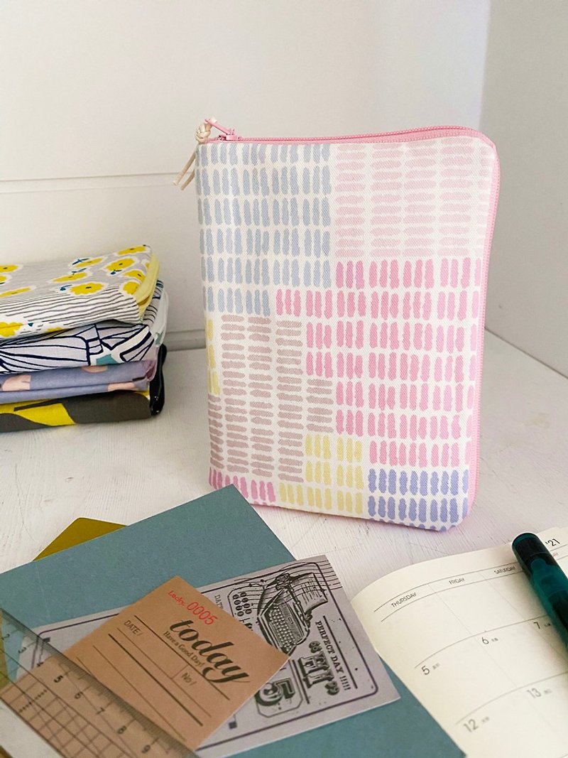 hairmo colorful line square pencil case/cutlery bag(17*5*5) - Pencil Cases - Cotton & Hemp Pink