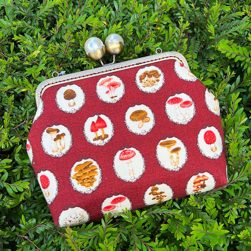 Mushroom  20cm Cross Body Bag - Messenger Bags & Sling Bags - Cotton & Hemp Red
