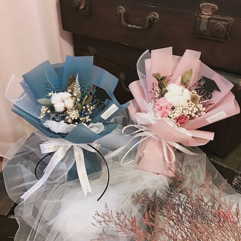 Graduation Bouquet\Hourly Light\Cotton Bouquet Dry Bouquet Happy Graduation - Items for Display - Plants & Flowers Blue