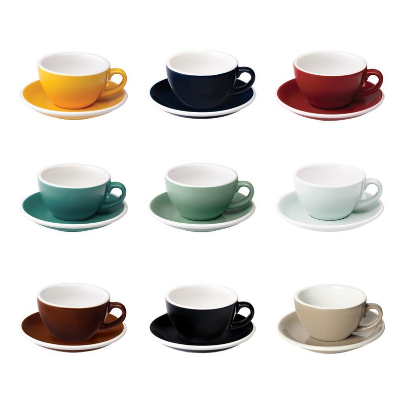 LOVERAMICS | Egg-Shaped Series-Cappuccino Cup & Plate Set 250ml (Multi-color optional) - Cups - Porcelain 