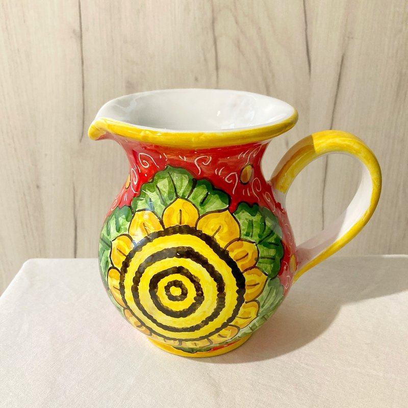 jug Italian pottery majolica  sunflower - อื่นๆ - ดินเผา สีแดง