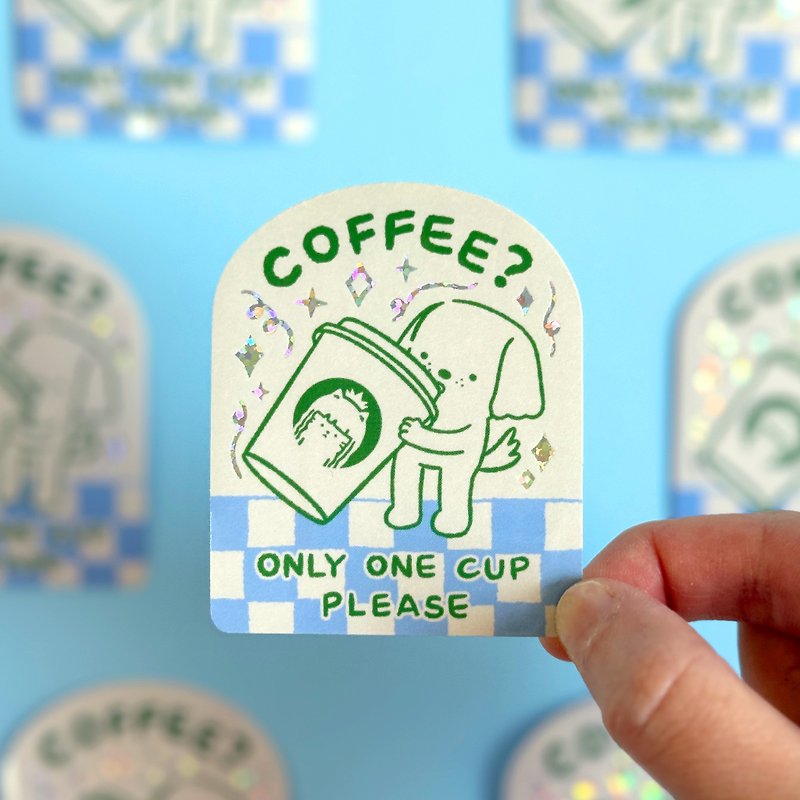 Glitter Sticker - Coffee - 貼紙 - 防水材質 