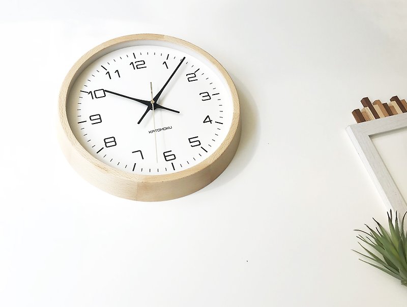 KATOMOKU muku clock 11 山毛櫸 自然色 (km-94N) 掛鐘 日本製造 - 時鐘/鬧鐘 - 木頭 卡其色