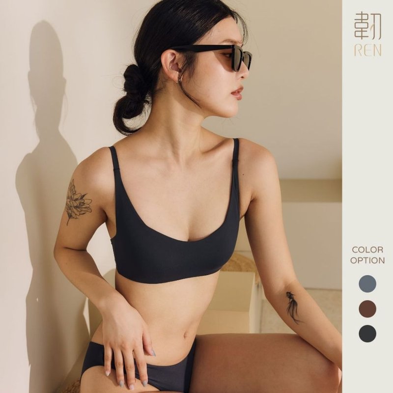 柔韌・裸感2/1杯 - 女內衣褲 - 棉．麻 黑色