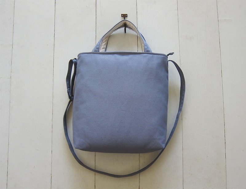 For She / he A4 Canvas Tote - Medium size (Zipper ClosureW / Adjusted Strap) - Messenger Bags & Sling Bags - Other Materials Blue