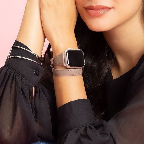 GRAMAS Apple Watch 38/40/41/42mm 雙重環繞仕女真皮錶帶