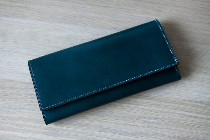 Samke Flap Wallet 藍色款極簡長夾 - 銀包 - 真皮 