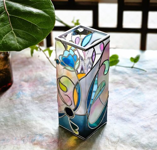 Glass Art RayColors フェアリーのお花畑ブルー ガラス花瓶