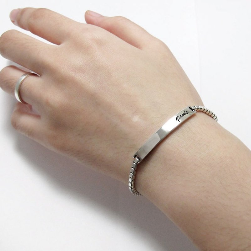 925 Couple Bracelet Lettering Custom Chain - Smile Bracelet Women - Bracelets - Sterling Silver White