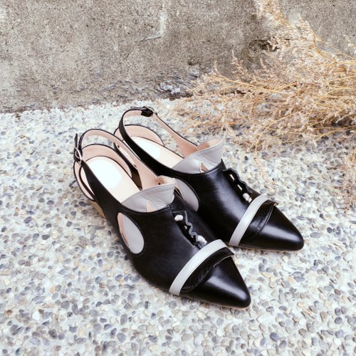 /The Deep/ Cliopsis - Black / gray - Special 3D modeling *Pointy-toe  sandals*