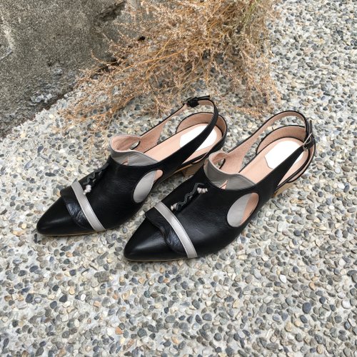 /The Deep/ Cliopsis - Black / gray - Special 3D modeling *Pointy-toe  sandals*