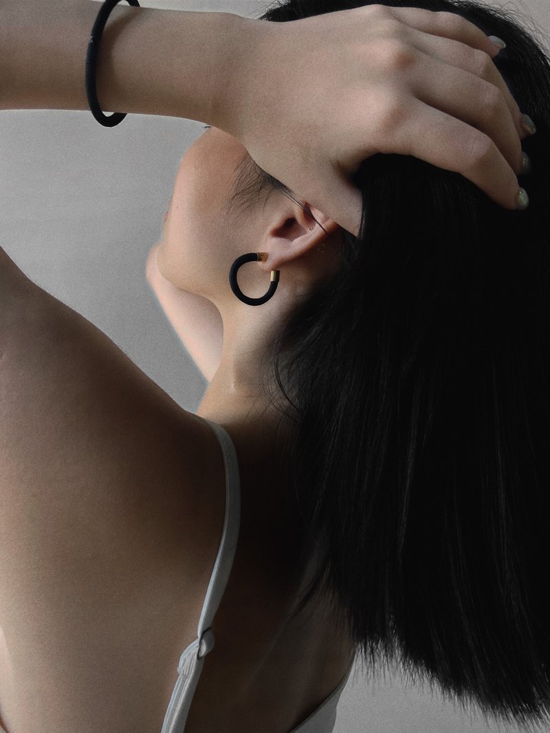 莫內系列 - Hoop earring | 環形耳環 - 耳環/耳夾/耳骨夾 - 純銀 白色