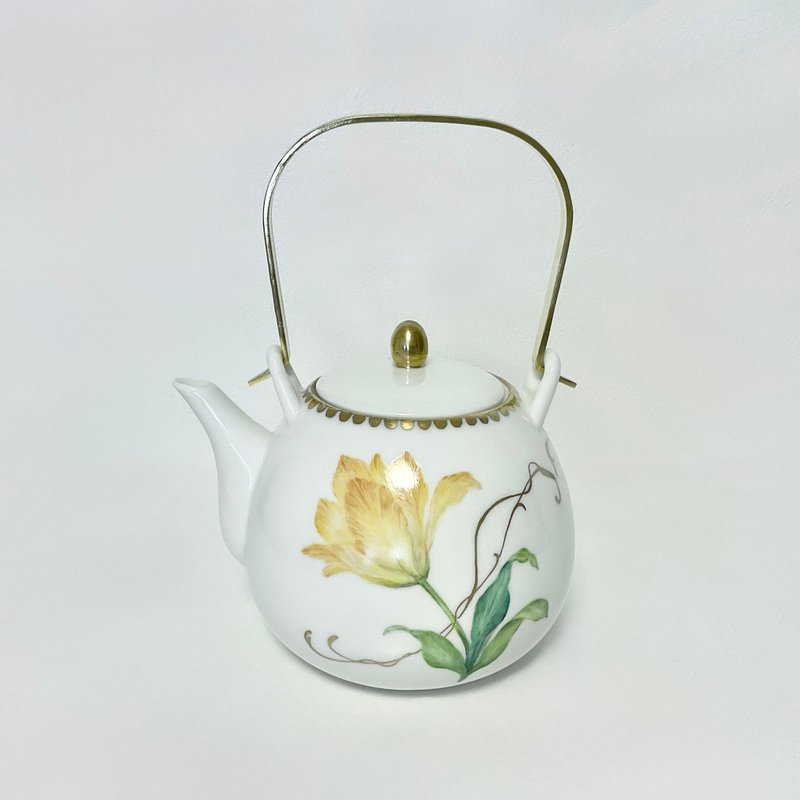 手描きのチューリップの磁器のポット - 茶壺/茶杯/茶具 - 瓷 白色