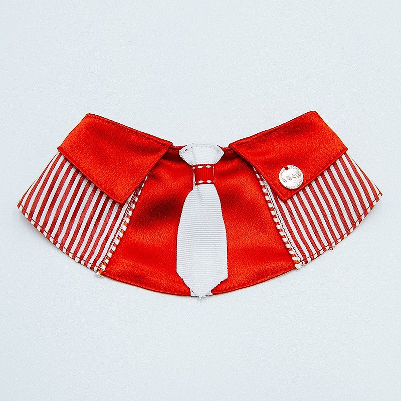 Momojism Christmas Cat Collar - Robbie - ปลอกคอ - ผ้าฝ้าย/ผ้าลินิน สีแดง