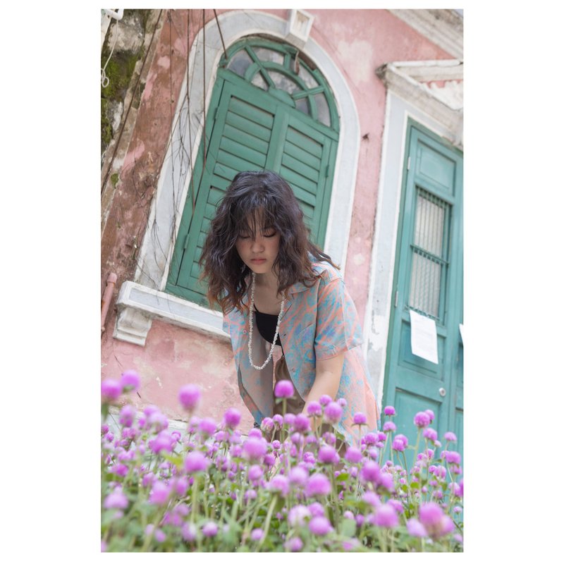 清新柔和細膩夏威夷襯衫__夢中旅遊塔 - 女襯衫 - 其他人造纖維 藍色