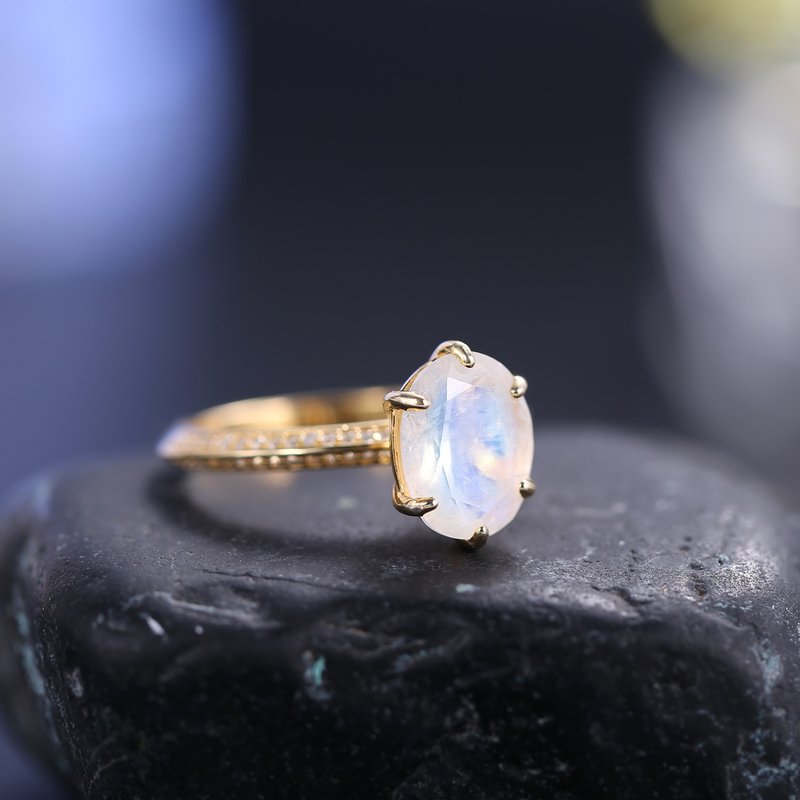 Fire Moonstone Ring, Moonstone Silver Ring, Natural Moonstone Ring - แหวนทั่วไป - เงินแท้ 