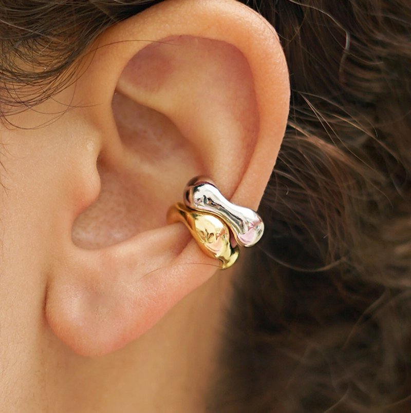 【雙 11 限定】 Crown Signet Ear Cuff - 耳環/耳夾/耳骨夾 - 純銀 金色