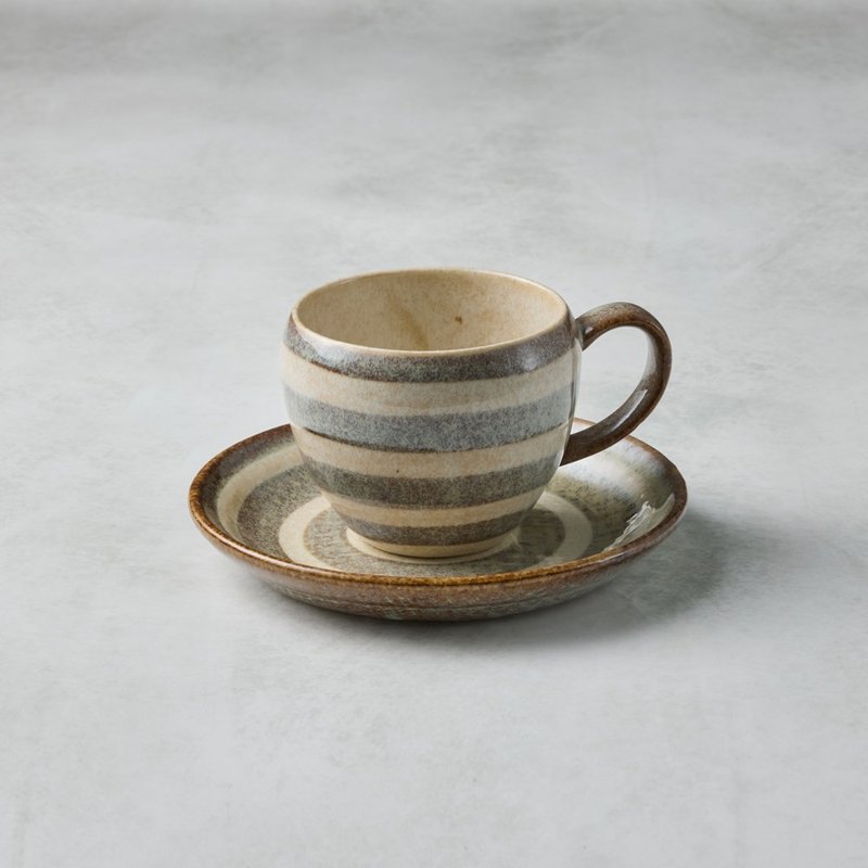 Minoyaki - Round Glaze Coffee Cup & Saucer Set - Mocha (2 Pieces) - 200 ml - Mugs - Pottery Brown