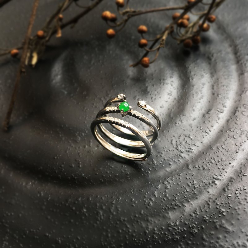 Sansheng - Natural Jade (Burma Jade) Thin Ring Ring Combination - แหวนทั่วไป - เครื่องเพชรพลอย 