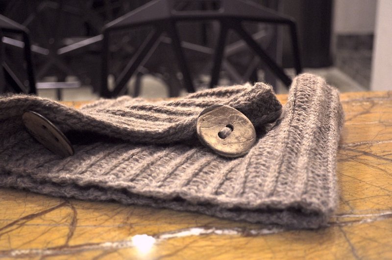 手織材料包＊風琴摺雙層領圍-米褐色 - 編織/刺繡/羊毛氈/縫紉 - 羊毛 