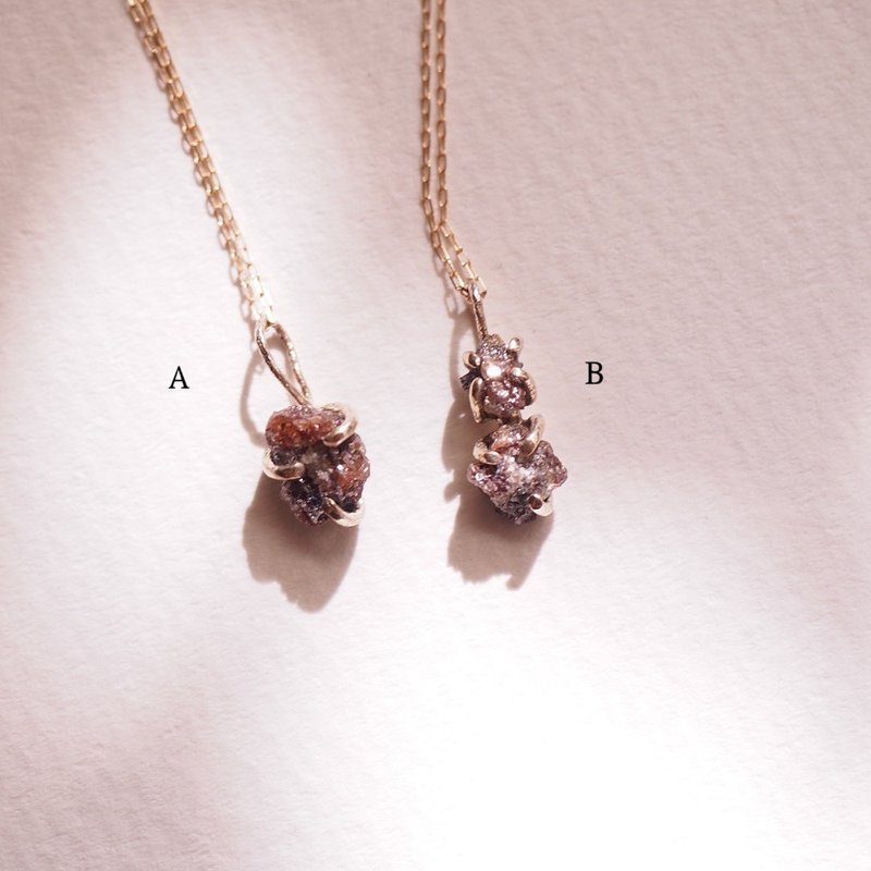 鑽石原礦 K10YG K金 短項鍊 Rough Diamond 鎖骨鍊 極細K金鍊 - 鎖骨鍊 - 鑽石 咖啡色