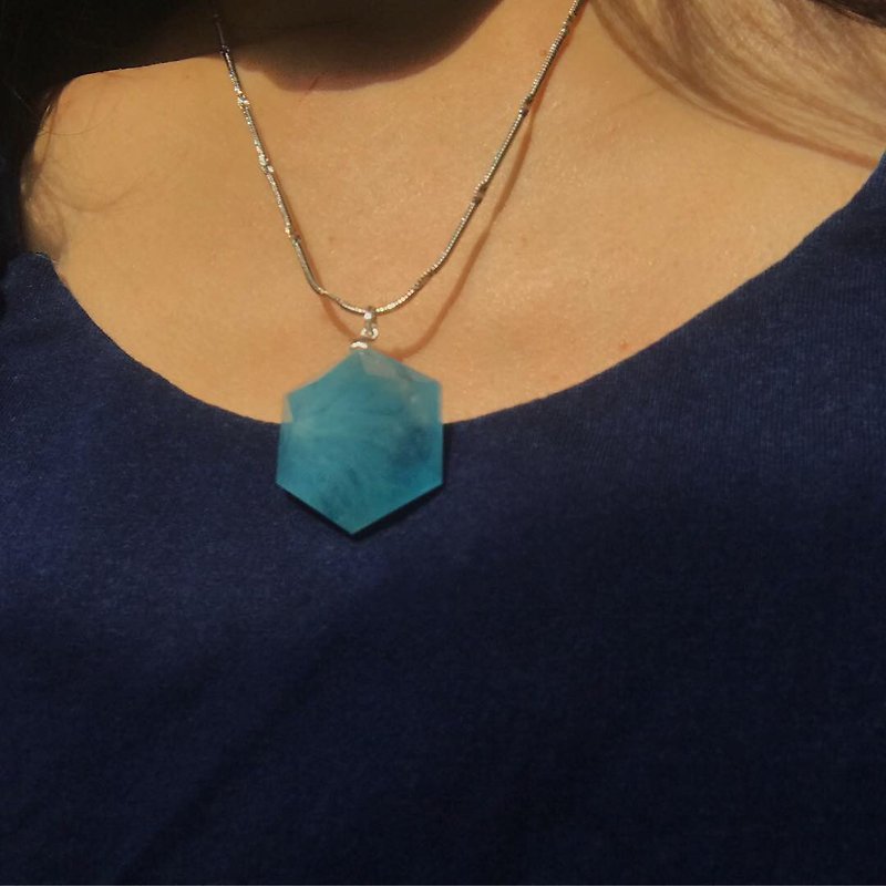 [Lost and find] natural stone sea blue treasure blue six mans diamond necklace - สร้อยคอ - เครื่องเพชรพลอย สีน้ำเงิน