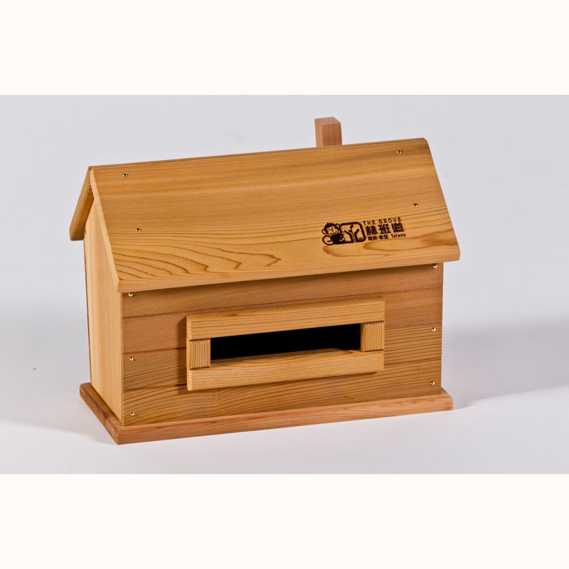 屋型面紙盒 - 面紙盒 - 木頭 卡其色